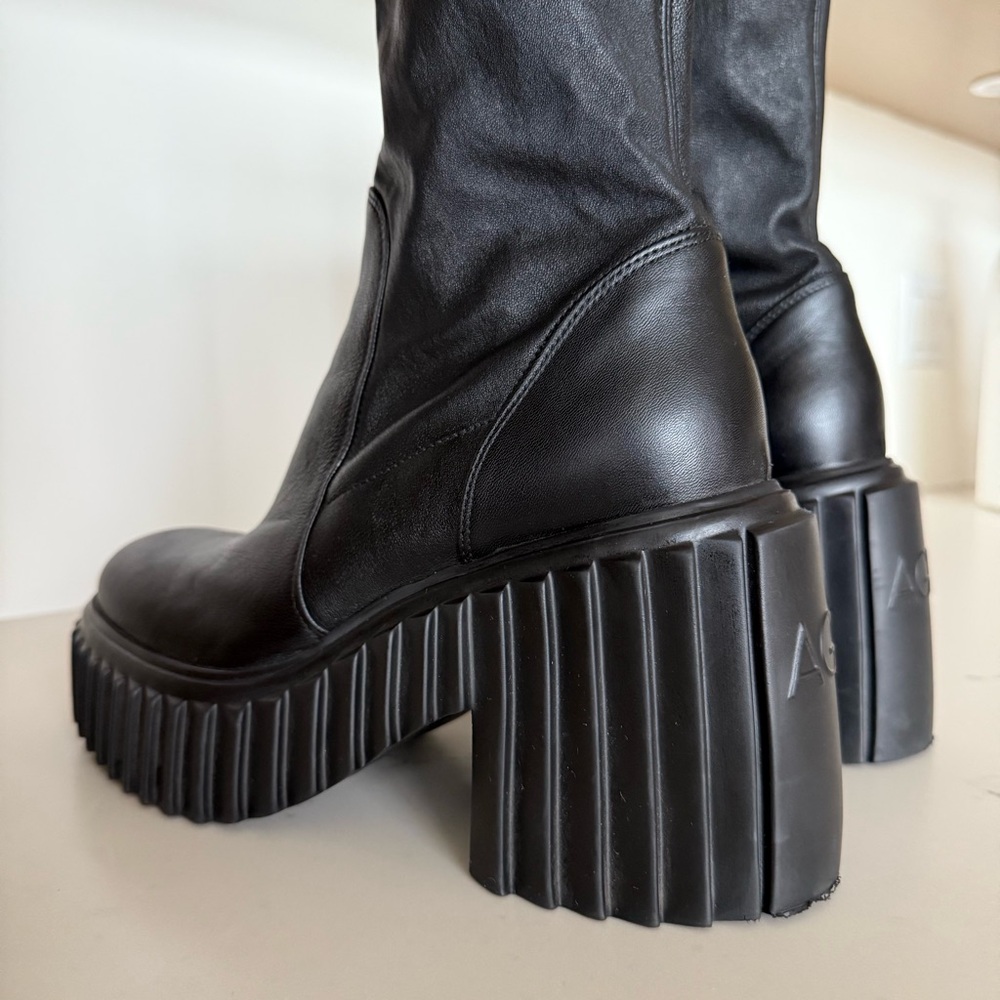 AGL Tiggy pull-on black stretch leather platform boots, 10 - Picture 14 of 17